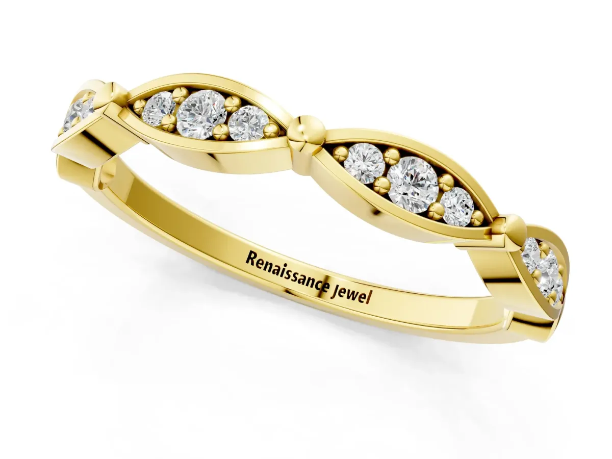Marquise Diamond Pavé Eternity Band with Bezel Setting Yellow gold