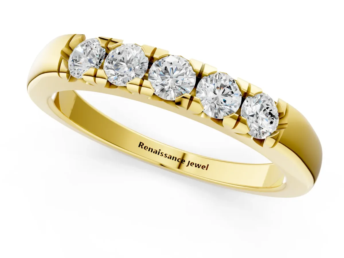Round Diamond Channel Set Half Eternity Band Yellow gold