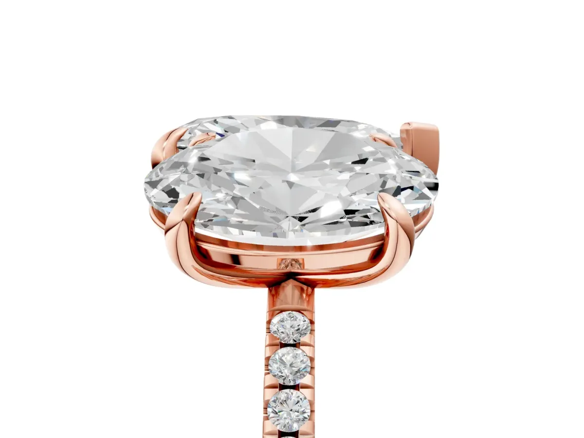 Oval and Pear Toi Moi Ring with Prong Setting and Micro Pave Band Rose gold
