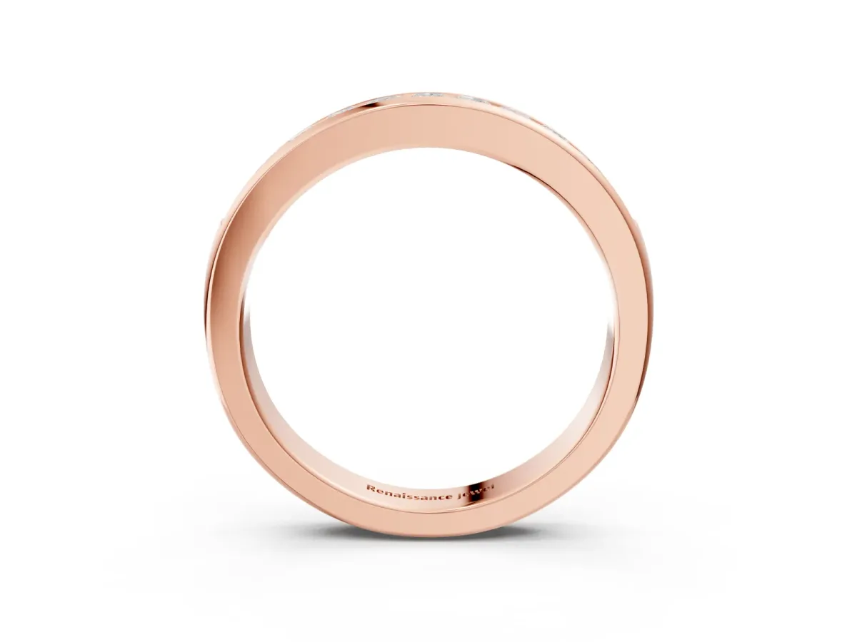 Channel Set Princess Cut Diamond Eternity Band Rose gold