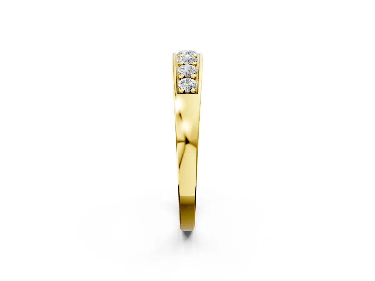 Channel-Set Round Diamond Comfort Fit Band Yellow gold