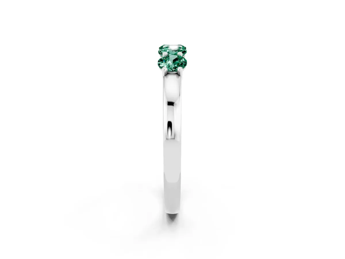 Four-Stone Round Green Sapphire Prong-Set Band Silver
