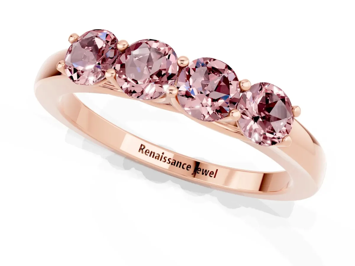 Four-Stone Round Morganite Prong-Set Band Rose gold