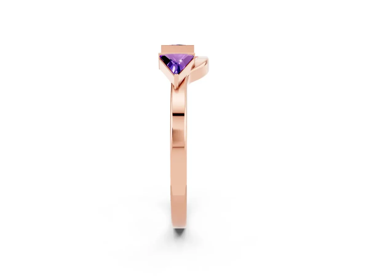 Trillion Tanzanite Open Band Ring with Bezel Setting Rose gold