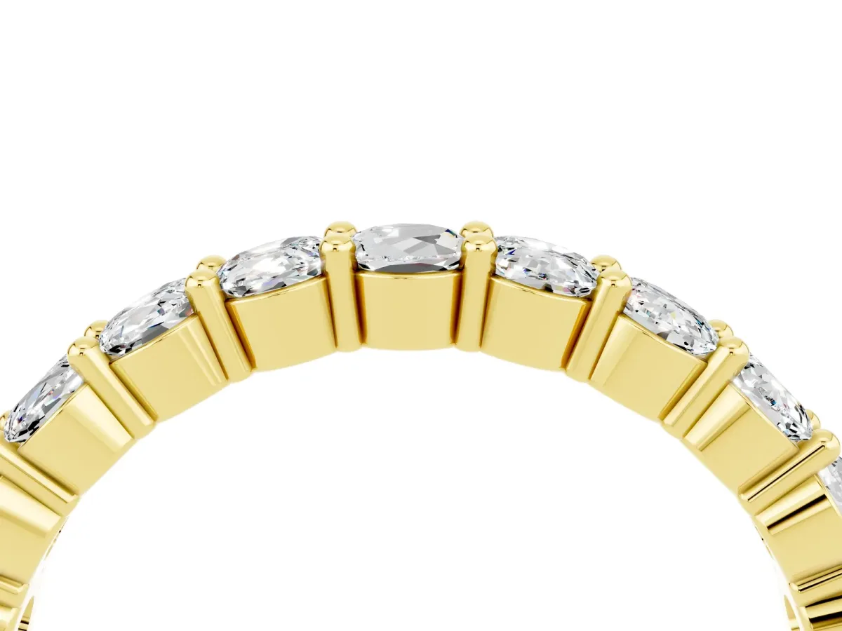 Round Moissanite Half Eternity Band with Prong Setting Yellow gold