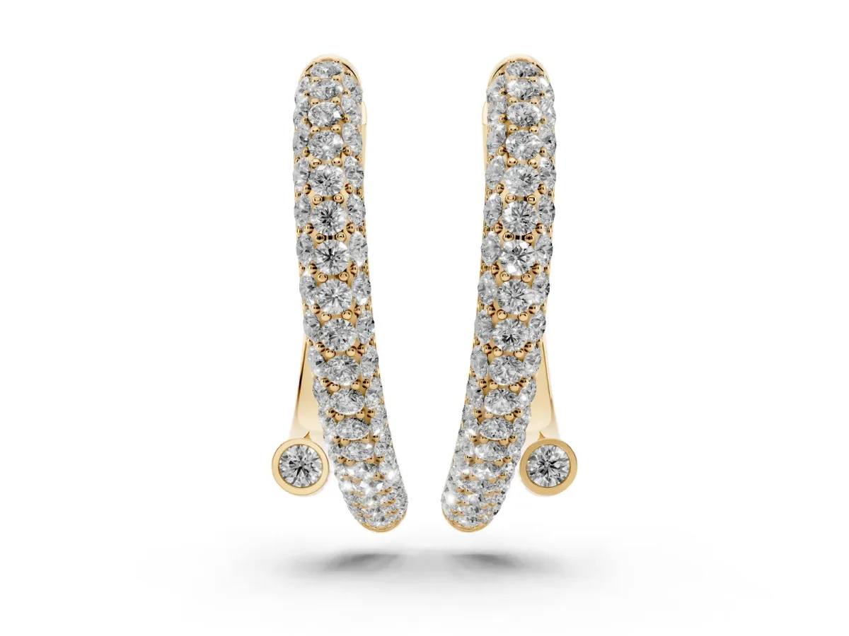 Round Diamond Vega Bypass Hoop Earrings Yellow gold