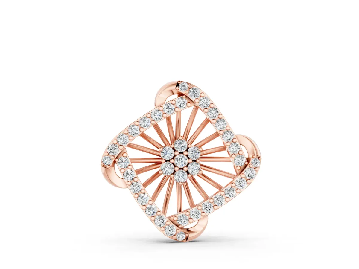Round Diamond Cluster Pendant with Prong Setting Rose gold
