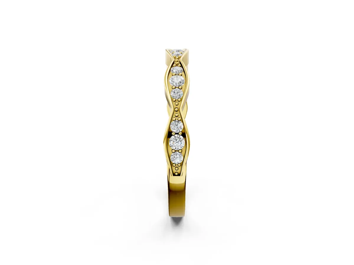 Round Diamond Scalloped Pavé Eternity Band Yellow gold