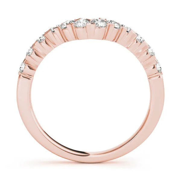 Round Diamond V-Shaped Prong Set Eternity Band Rose gold