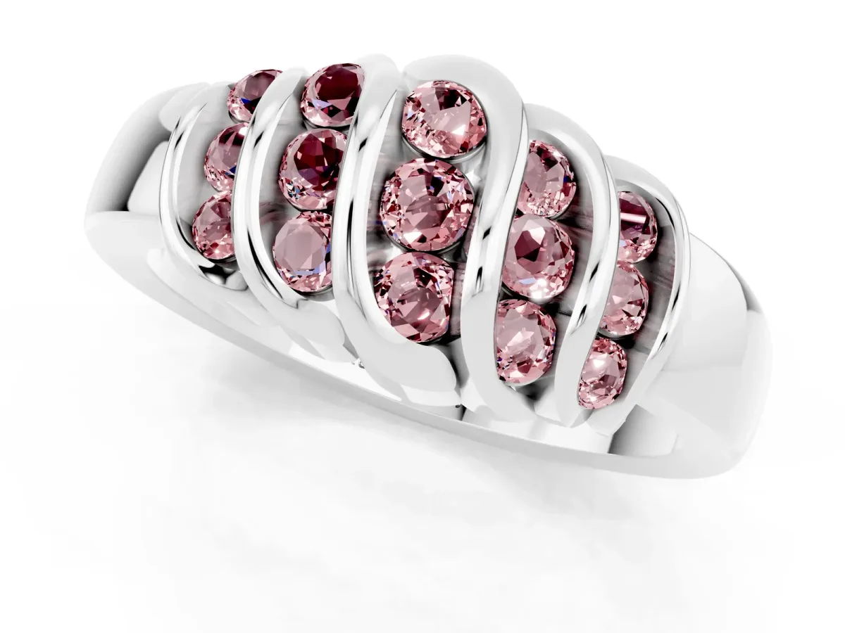 Round Morganite Multi-Row Crossover Band Platinum