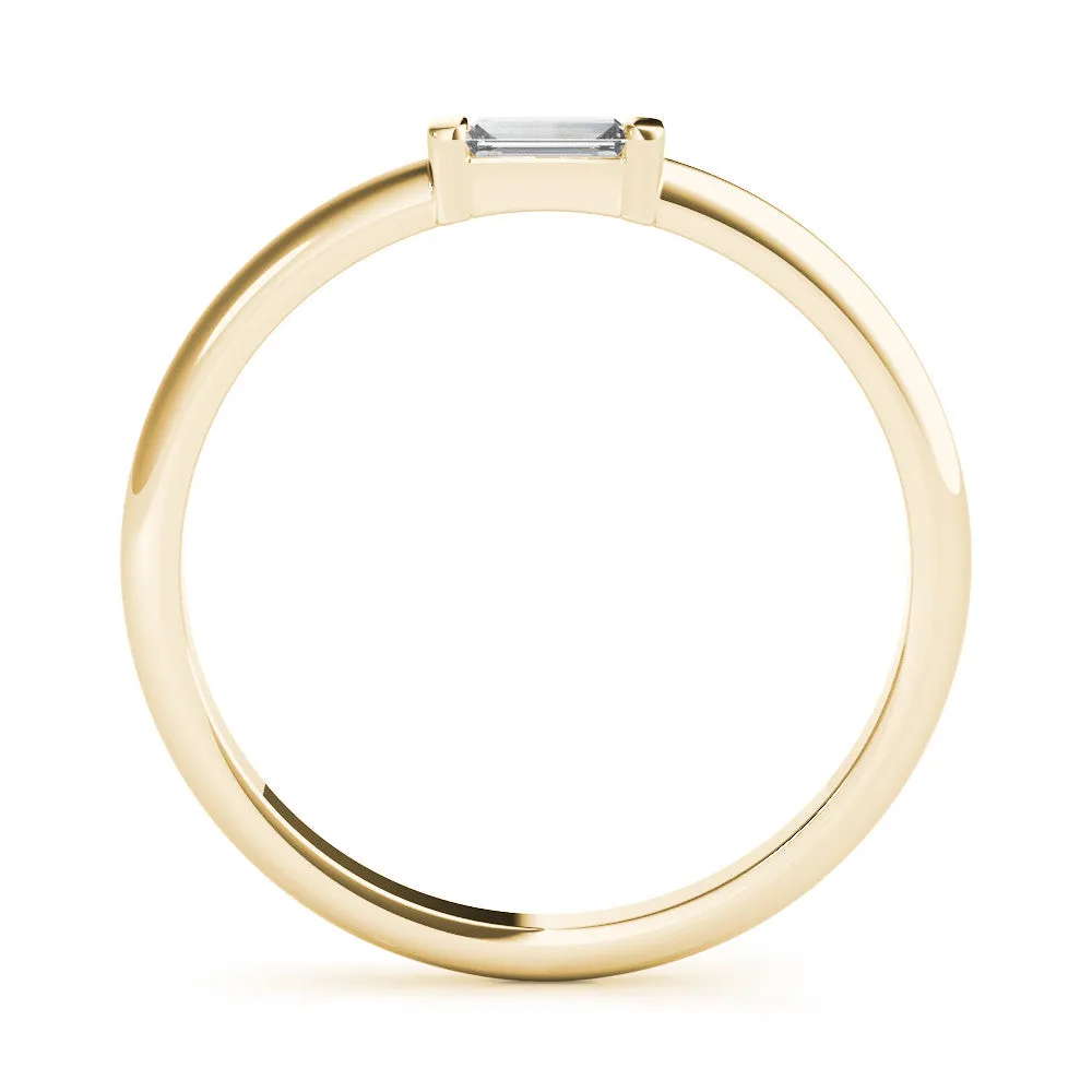 Baguette Solitaire Bar-Set Minimalist Band Yellow gold