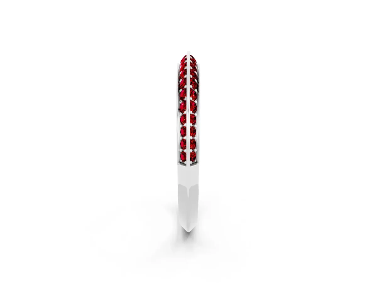 Double Row Pavé Round Ruby Eternity Band with Channel Setting Platinum