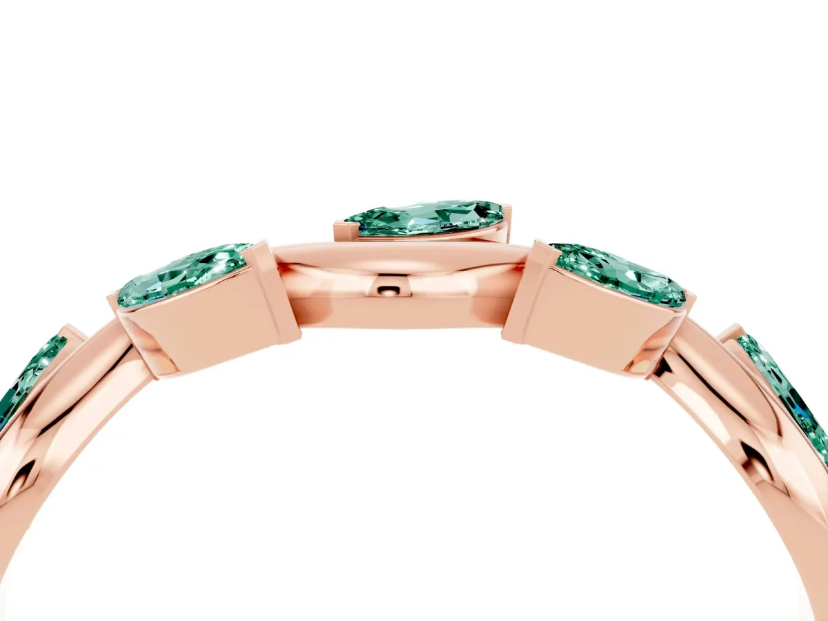 Marquise Green Sapphire Twisted Band with Prong Setting Rose gold