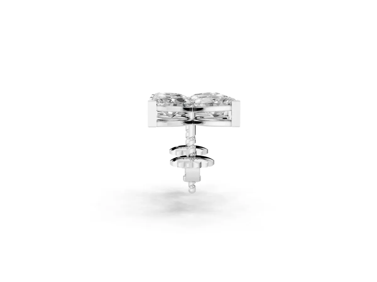 Marquise Cut Diamond Flower Stud Earrings Platinum