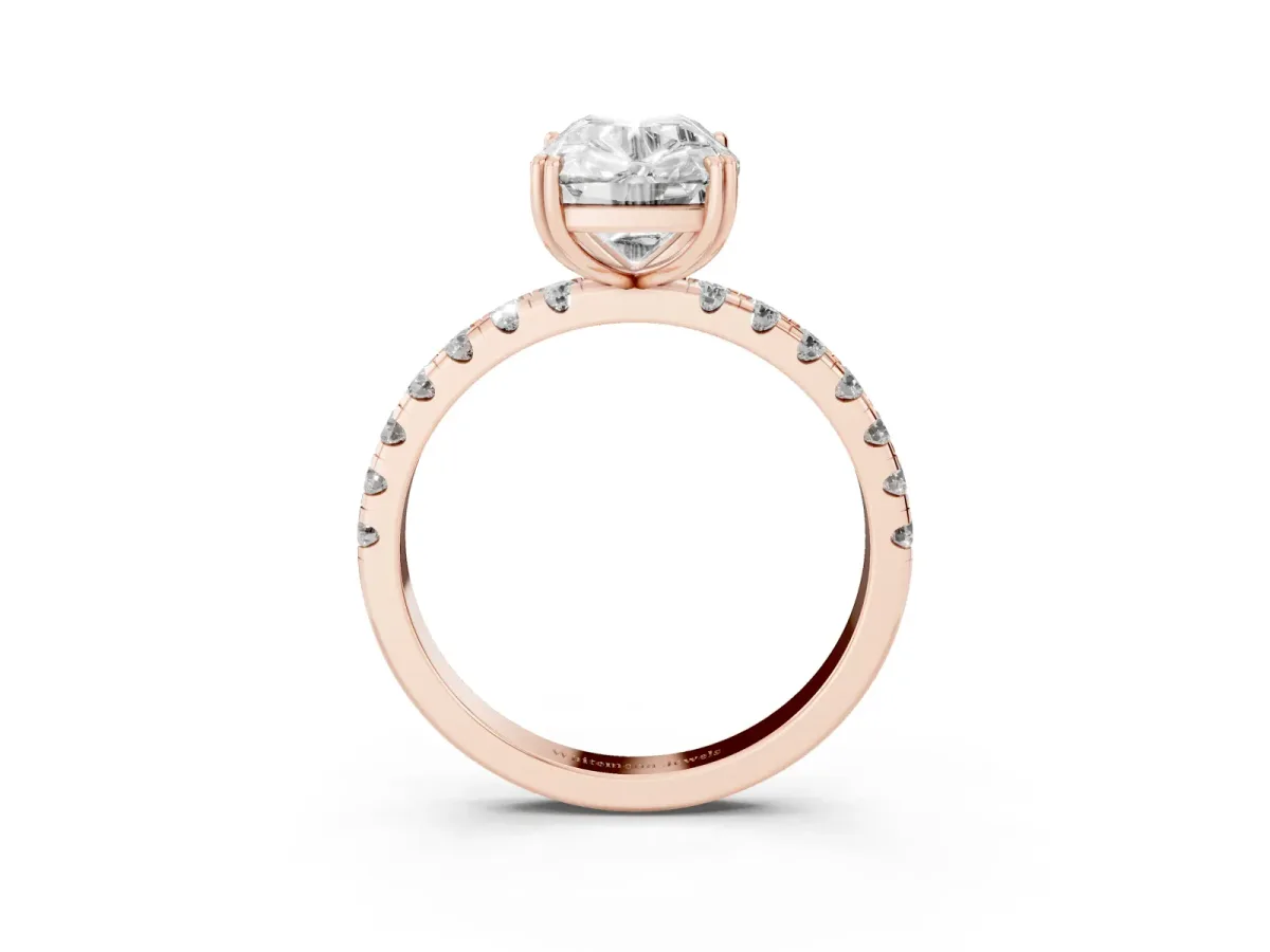 Old Mine Elongated Cushion Diamond Pave Band Ring Rose gold