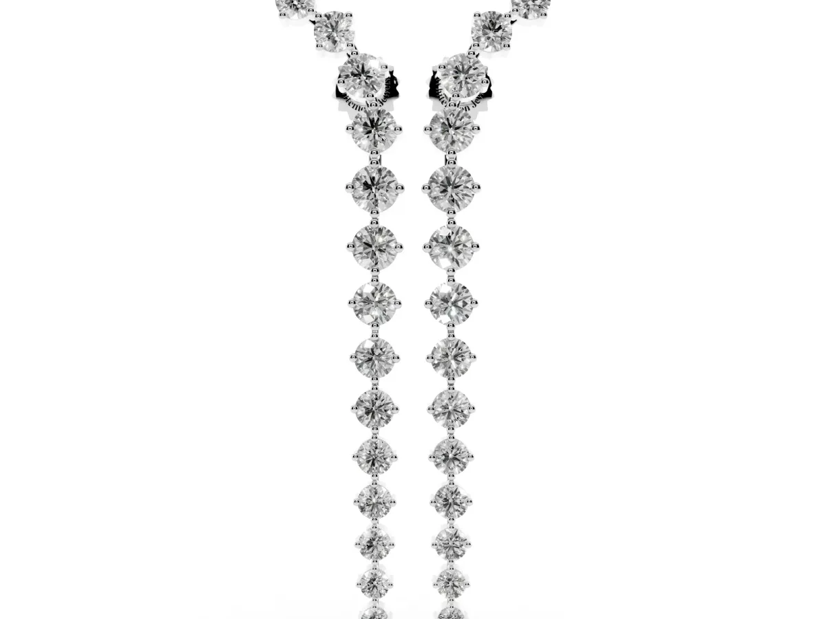 Round Diamond Curved Drop Earrings Platinum