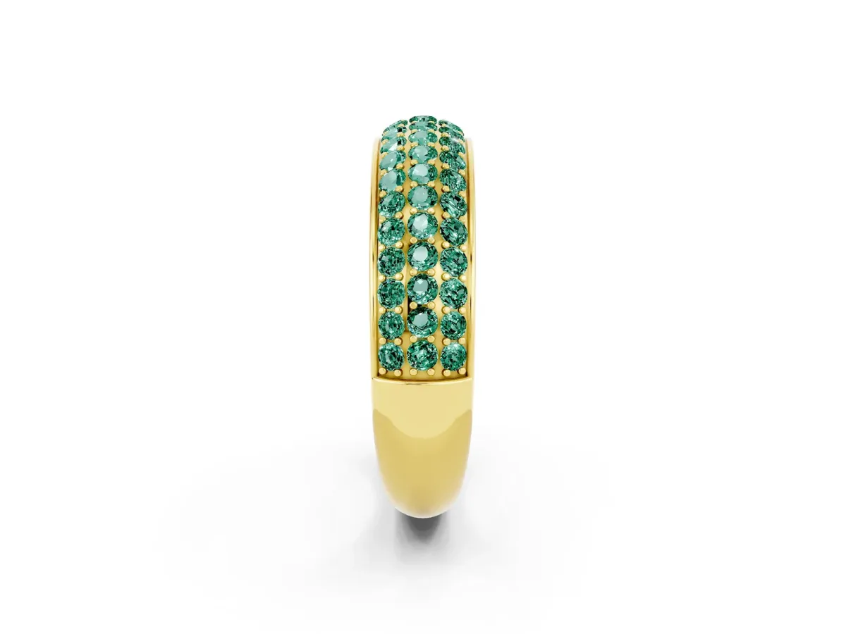 Three-Row Round Green Sapphire Eternity Band with Shared Prong Setting Yellow gold