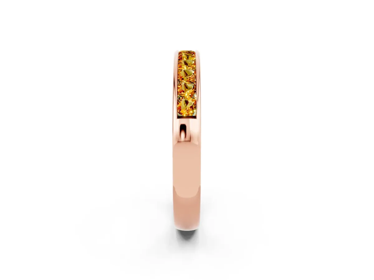 Channel Set Princess Cut Citrine Eternity Band Rose gold