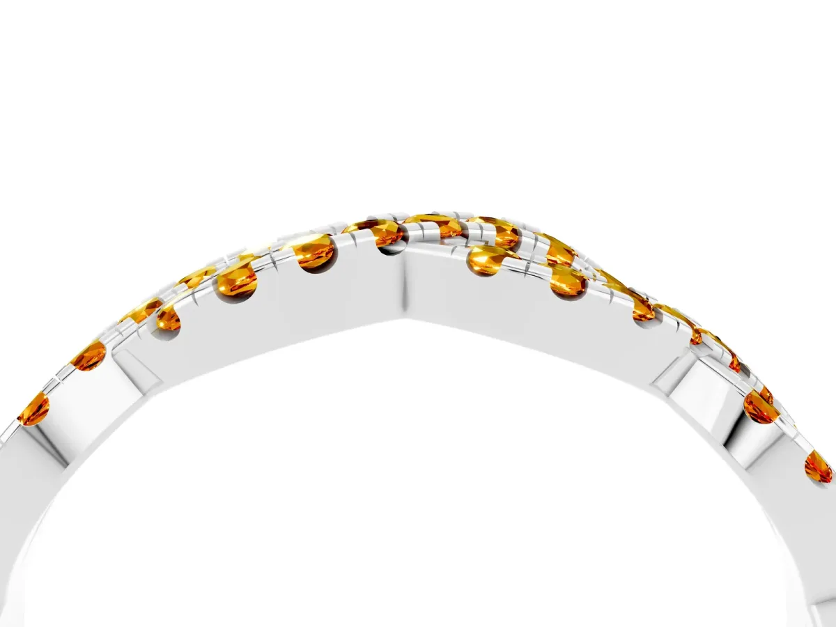 Round Citrine Twisted Eternity Band with Pavé and Shared Prong Setting Platinum