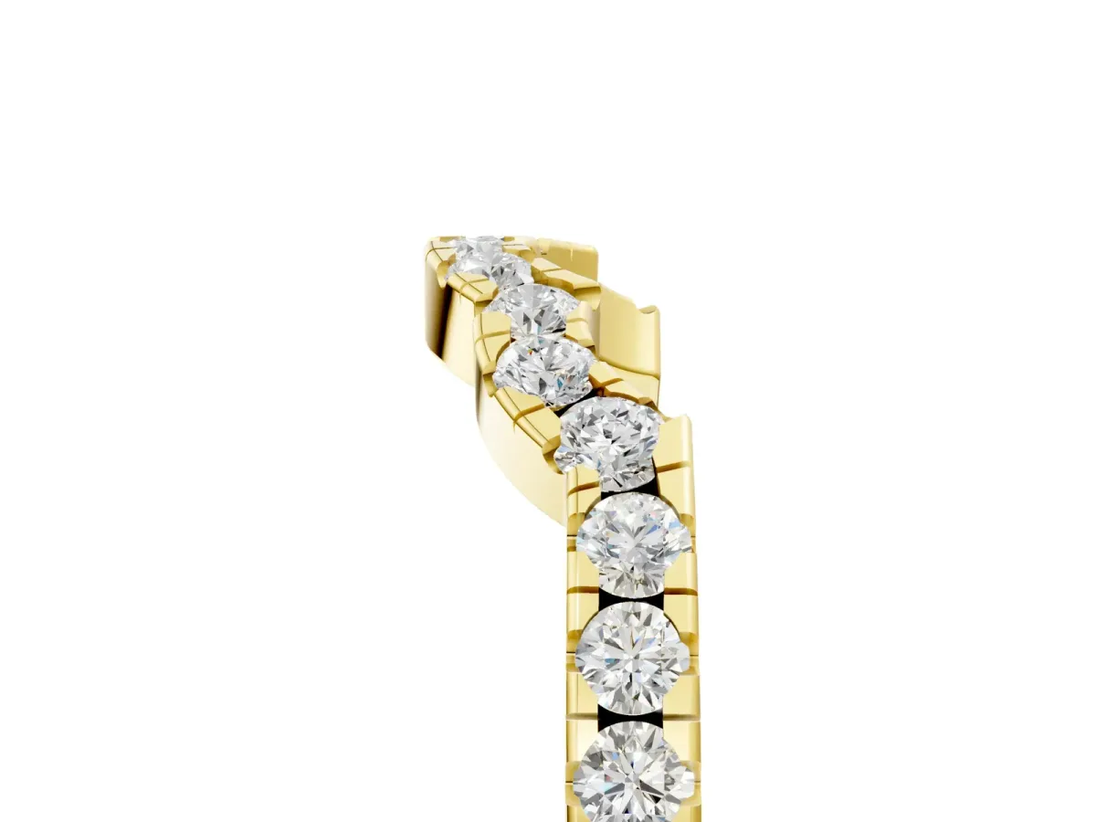 Curved Diamond Pavé Round-Cut Contour Band Yellow gold