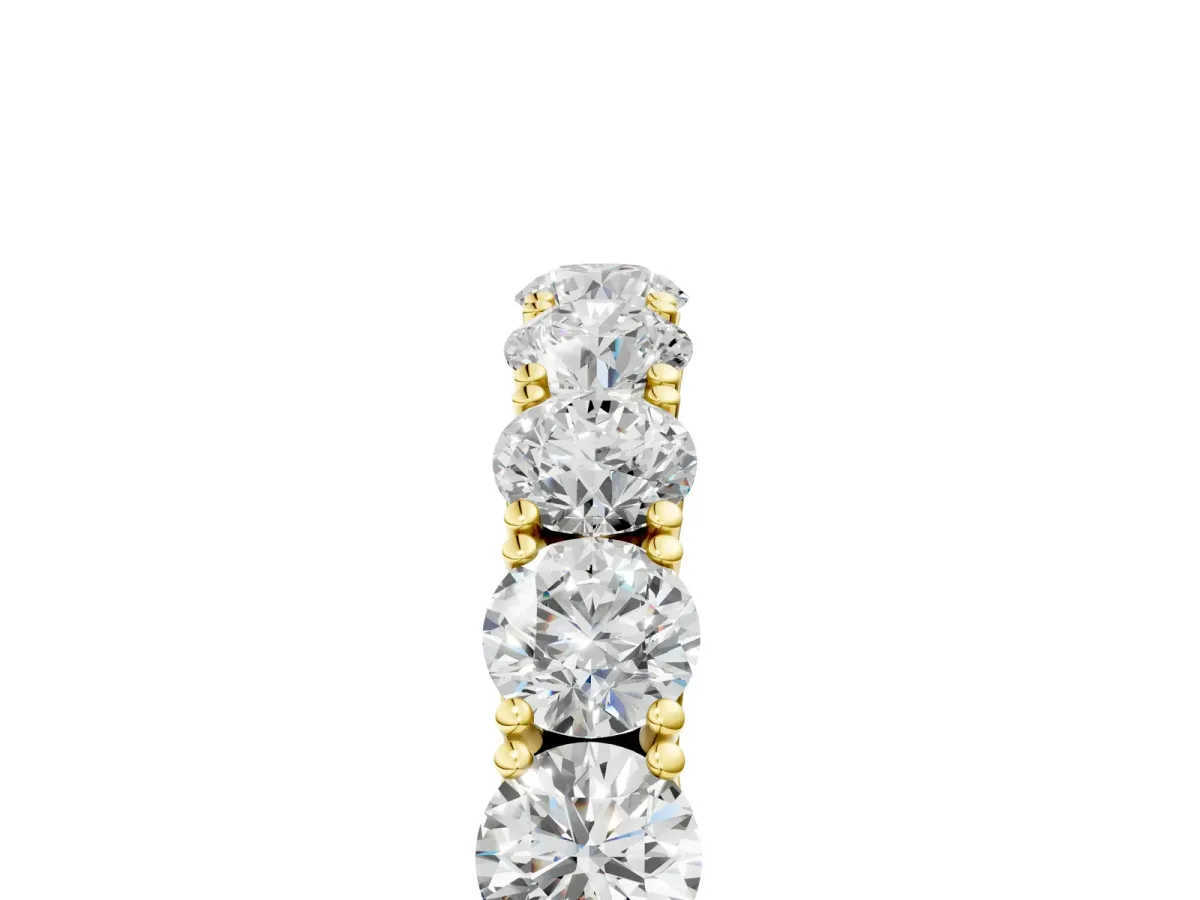Round Diamond Eternity Band with Pavé Setting and Shared Prong Yellow gold