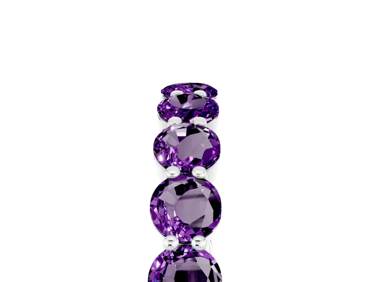 Round Amethyst Eternity Band with U-Prong Setting Platinum