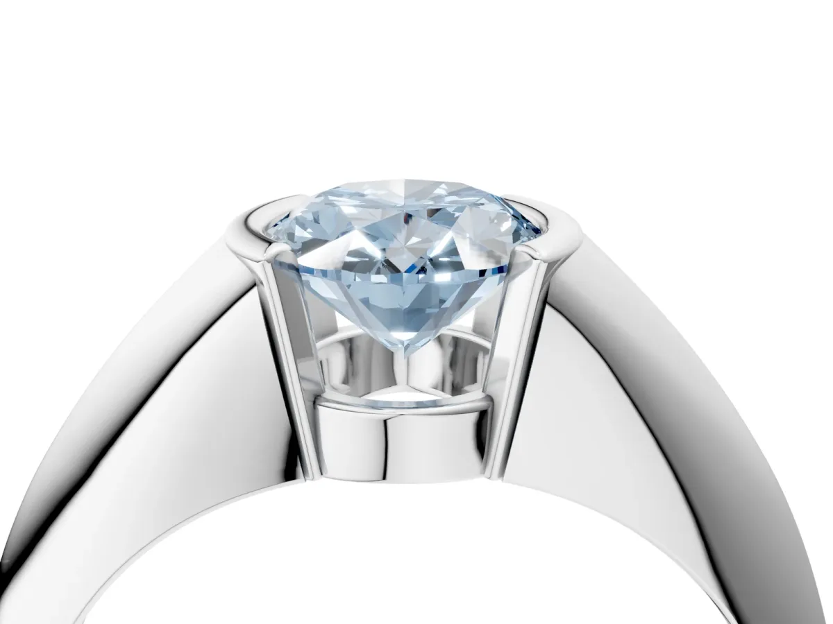 Fancy Blue Oval Cut Solitaire Tension Set Diamond Ring Platinum