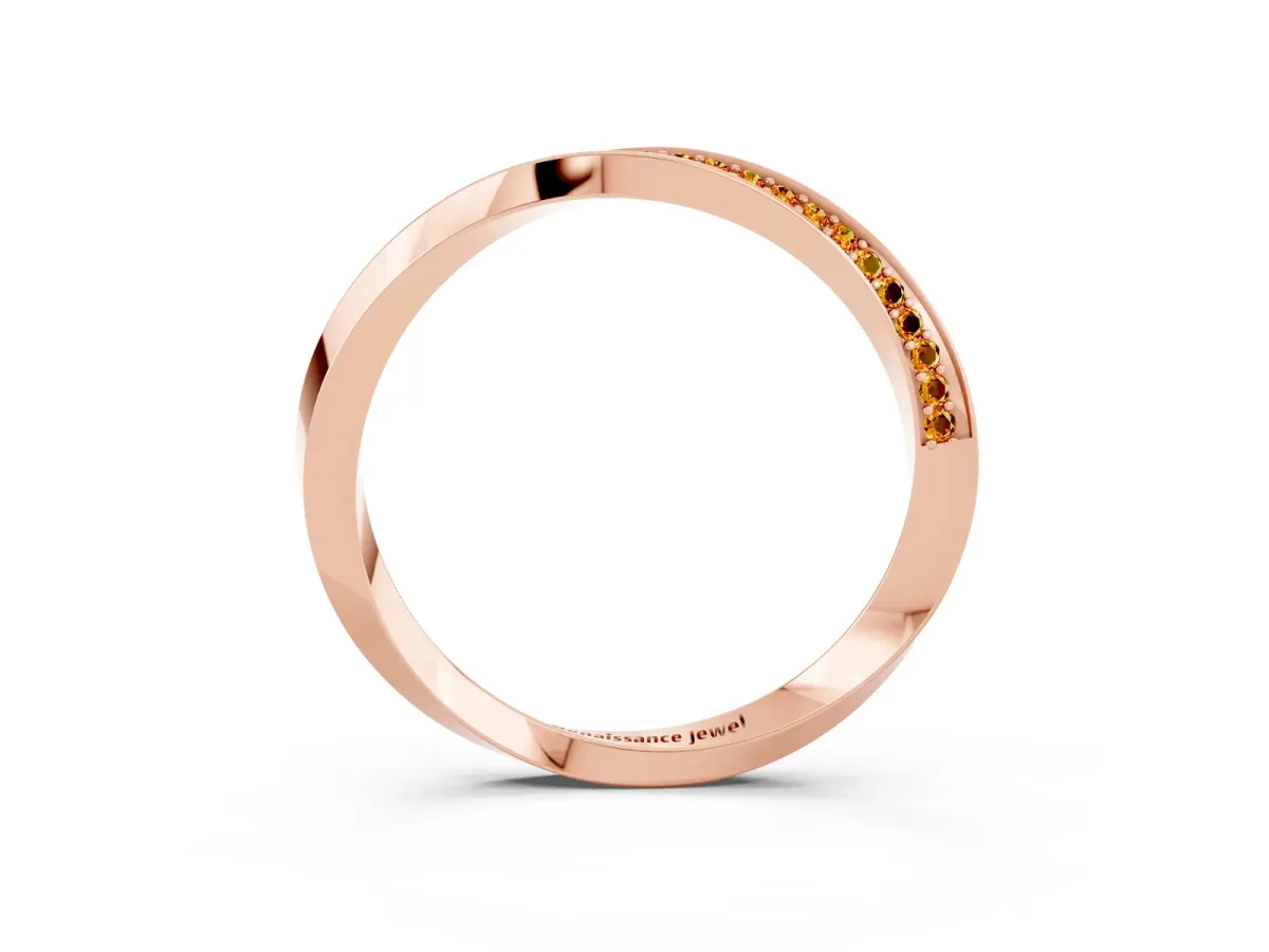 Pavé Round Citrine Twist Band Rose gold