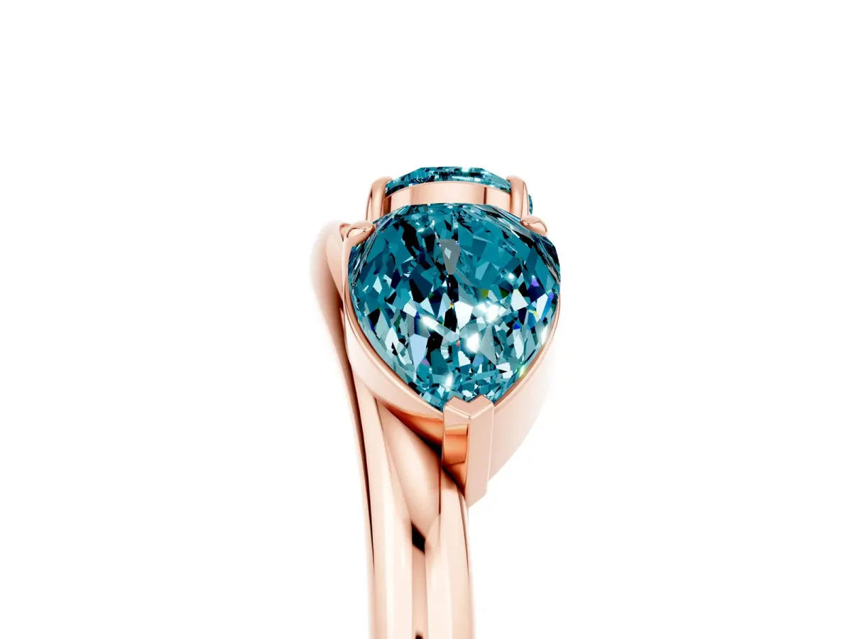 Two-Stone Pear Blue Topaz Bypass Ring with Prong Setting Rose gold