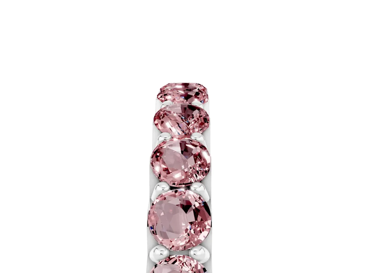 Round Morganite Half Eternity Band with Classic Prong Setting White gold