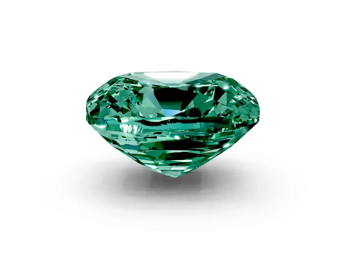 Cushion Cut Green Sapphire Scattered Round Accent Ring with Prong Setting Platinum