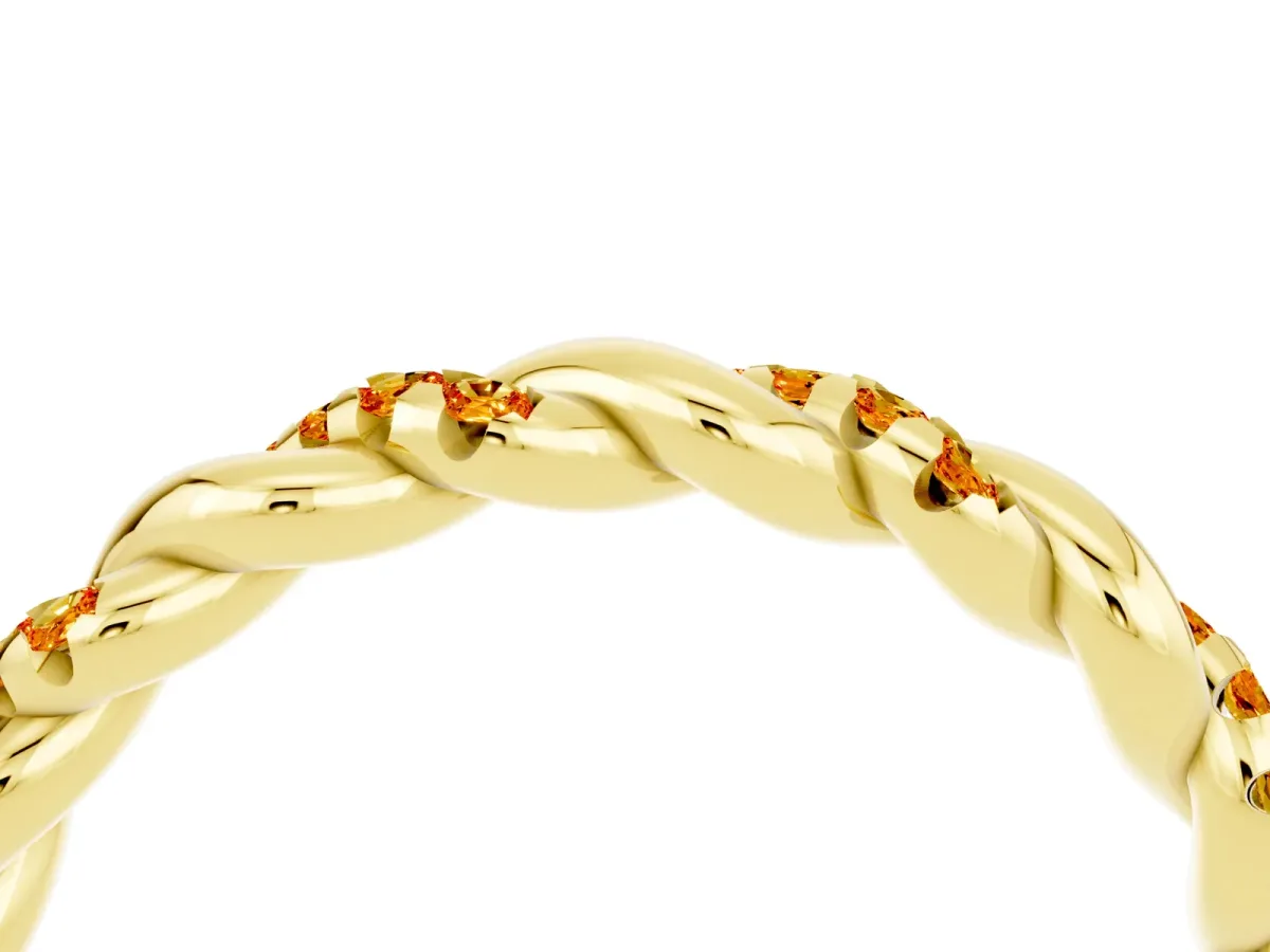 Twisted Pavé Round Citrine Eternity Band Yellow gold