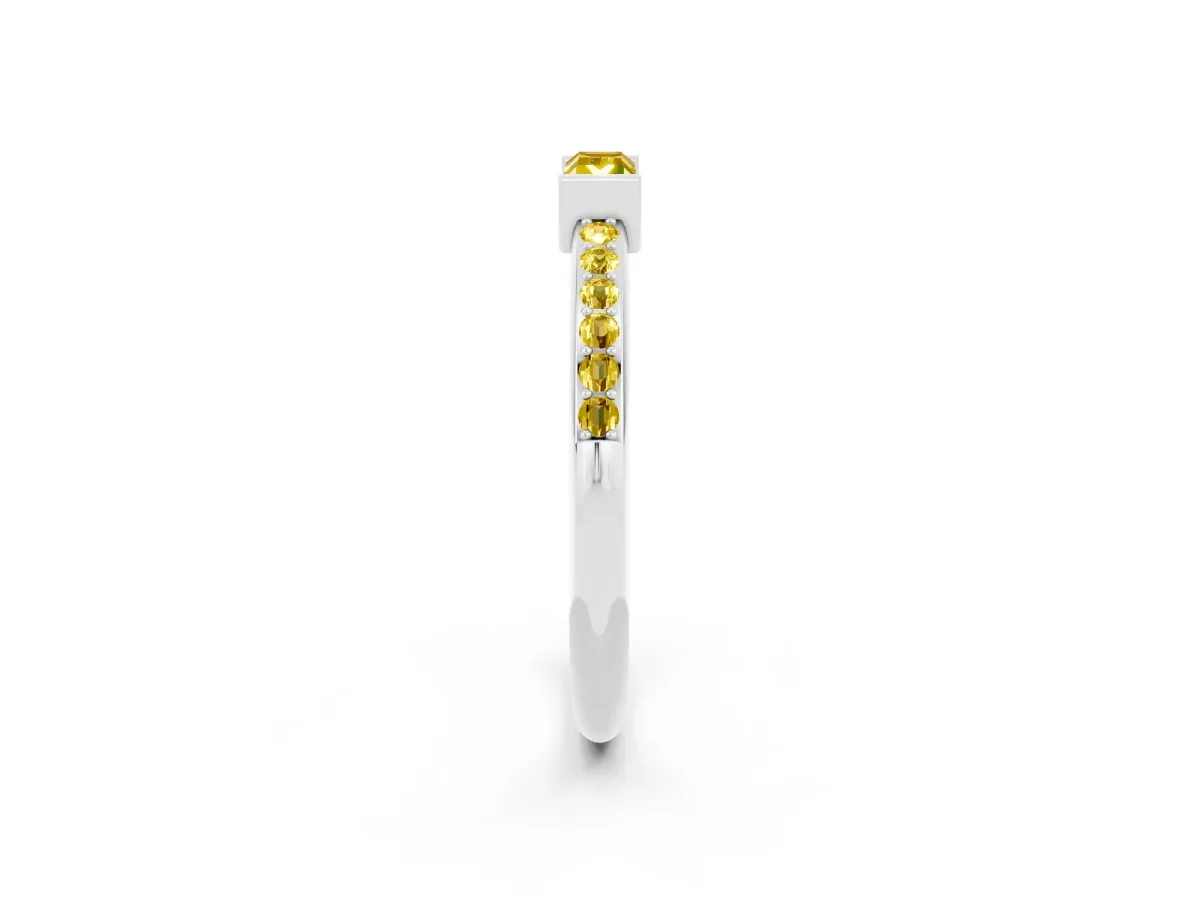 Baguette Yellow Sapphire Pavé Band with Bar Setting Platinum