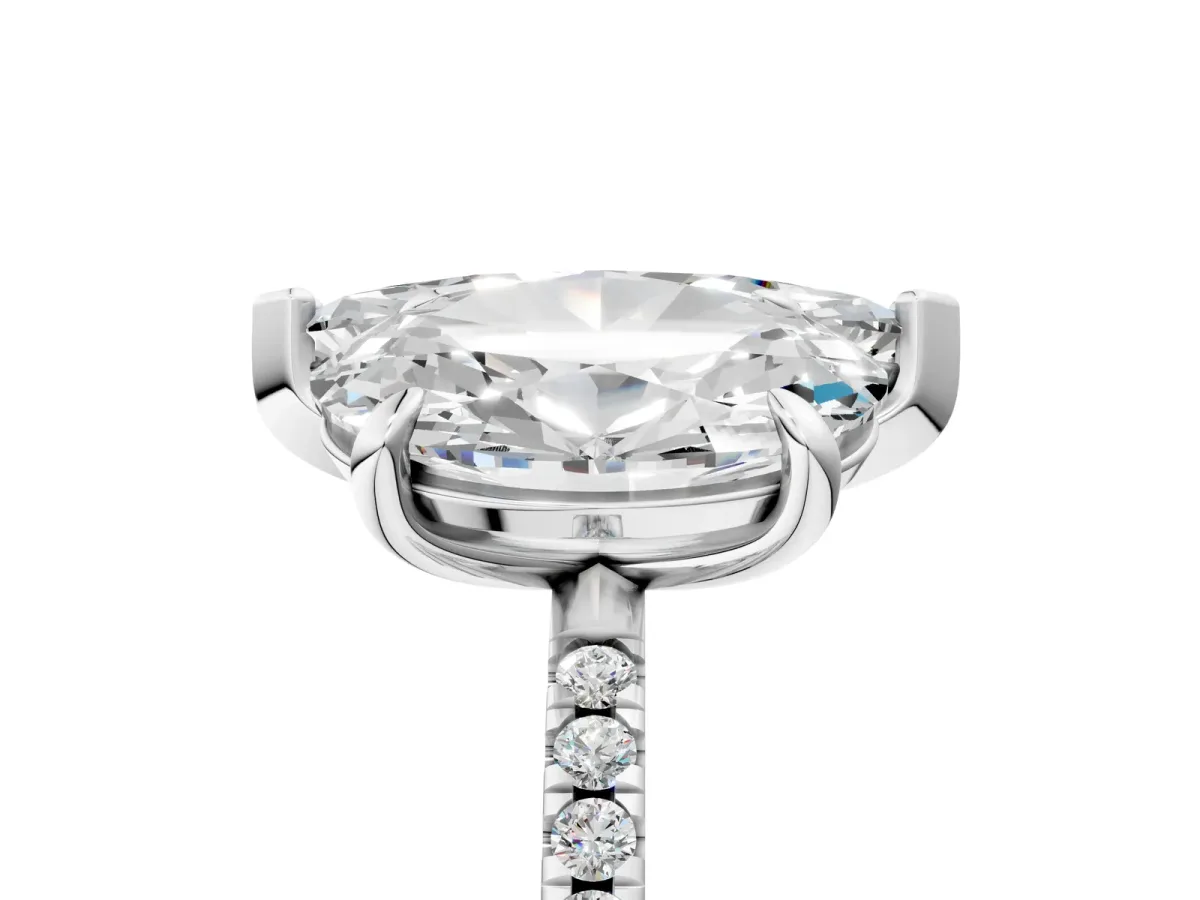 Oval and Marquise Toi Moi Ring with Prong Setting and Pave Band Silver