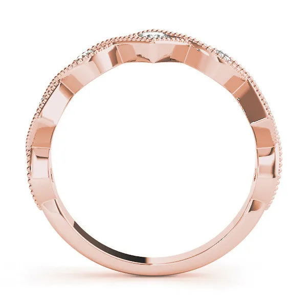 Milgrain Diamond Marquise and Square Band with Bezel Setting Rose gold