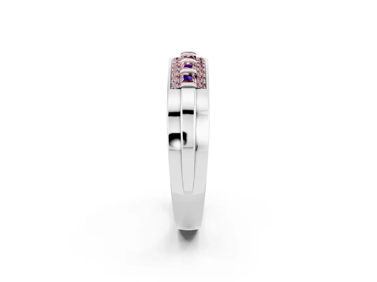 Bar-Set Princess Cut Morganite Pavé Band White gold