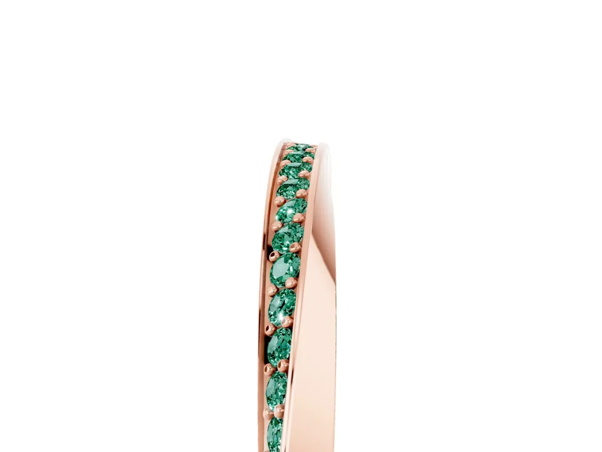 Pavé Round Green Sapphire Twist Band Rose gold