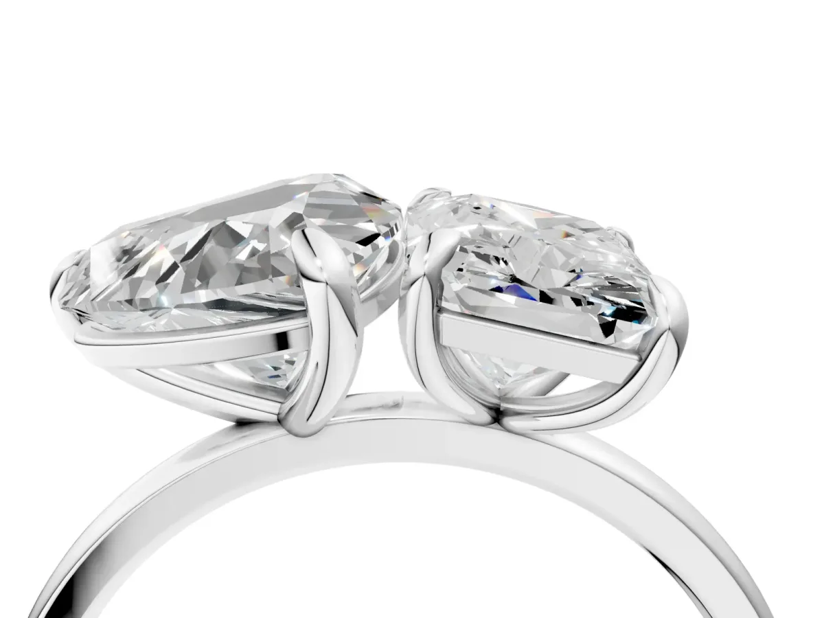 Radiant and Heart Toi Moi Ring with Prong Setting and Plain Band Silver