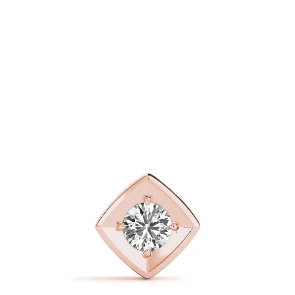 Round Diamond Square Bezel Pendant Rose gold