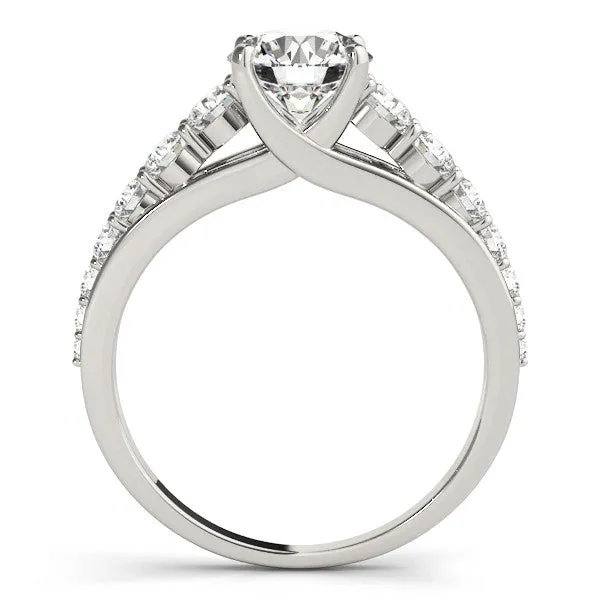 Princess Cut Brilliant Diamond Pavé Band with Six-Prong Setting Silver
