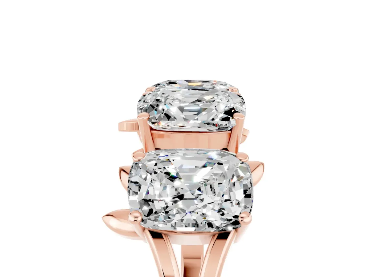Emerald Cut Moissanite Prong-Set Half Eternity Band Rose gold
