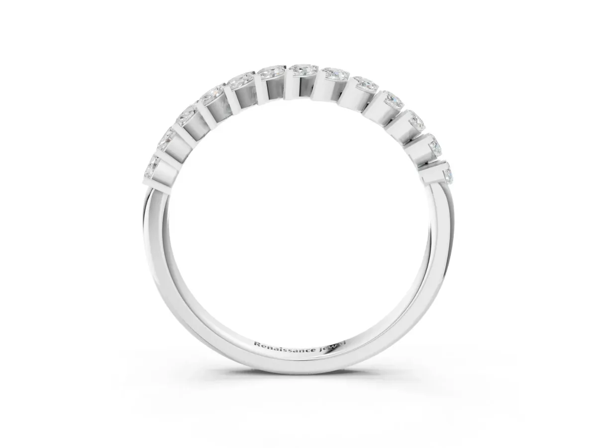 Marquise Diamond Half-Eternity Band with Shared Prong Setting Silver