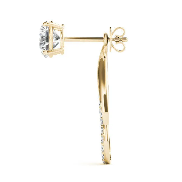 Round Cut Prong Set Diamond Infinity Drop Earrings Yellow gold
