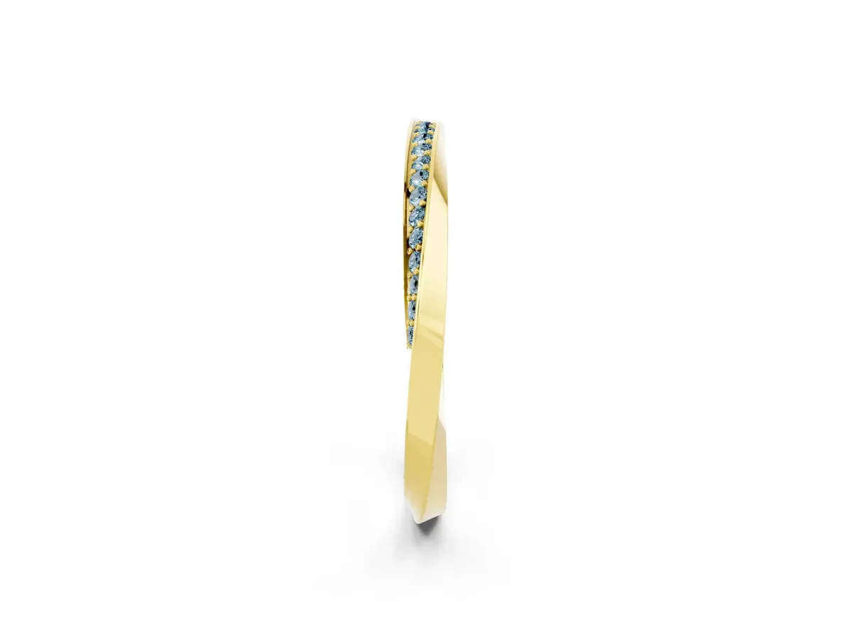 Pavé Round Aquamarine Twist Band Yellow gold