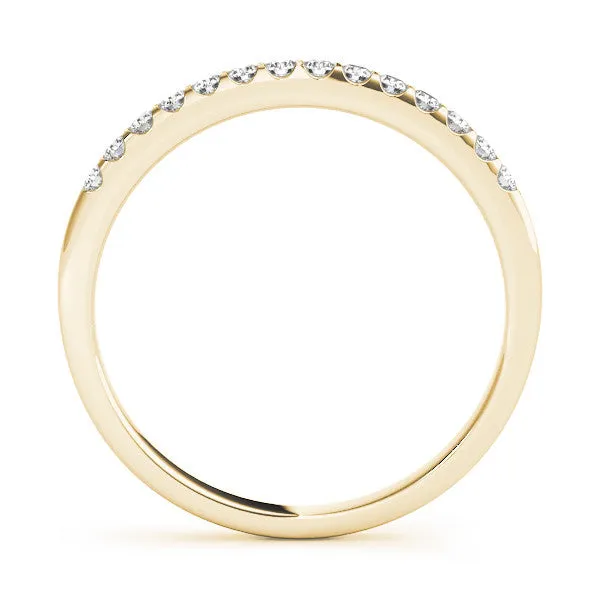Round Diamond Half Eternity Pave Band with Shared Prong Setting Yellow gold