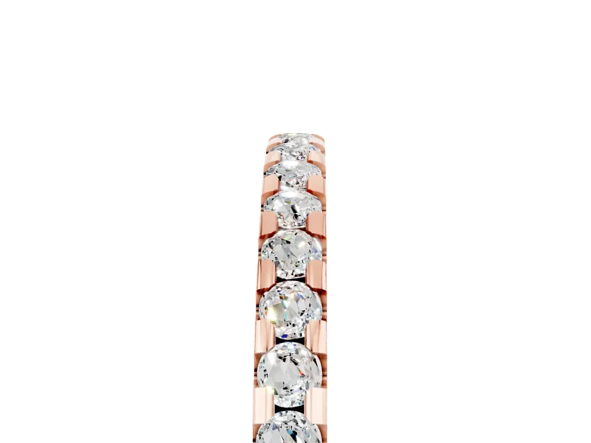 Round Moissanite Pavé Set Eternity Band with Micro Prong Setting Rose gold