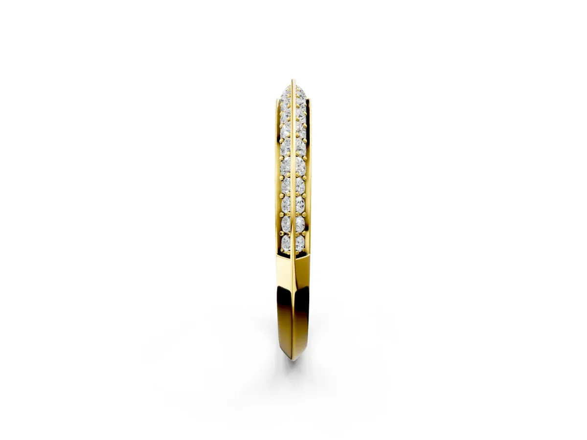 Double Row Pavé Round Diamond Eternity Band with Channel Setting Yellow gold