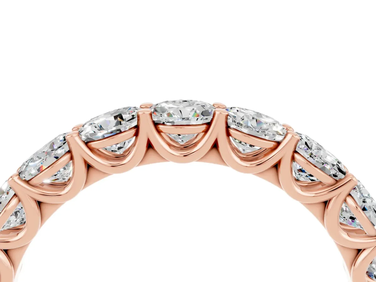 Round Moissanite Shared Prong Eternity Band Rose gold