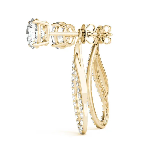 Round Cut Prong Set Diamond Infinity Drop Earrings Yellow gold