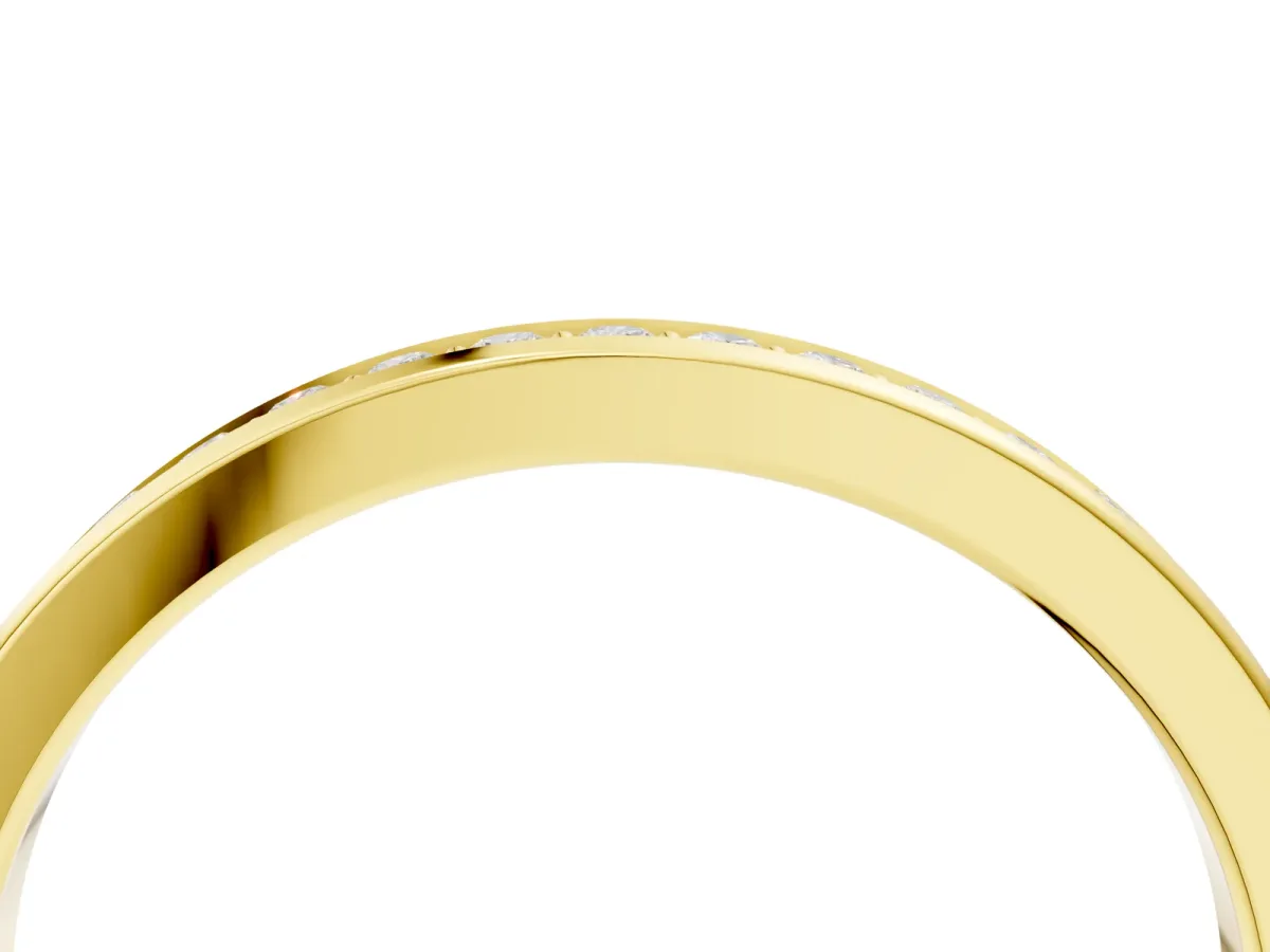 Round Diamond Pavé Set Half-Eternity Band Yellow gold